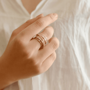 Modern minimalistic gold stacked rings